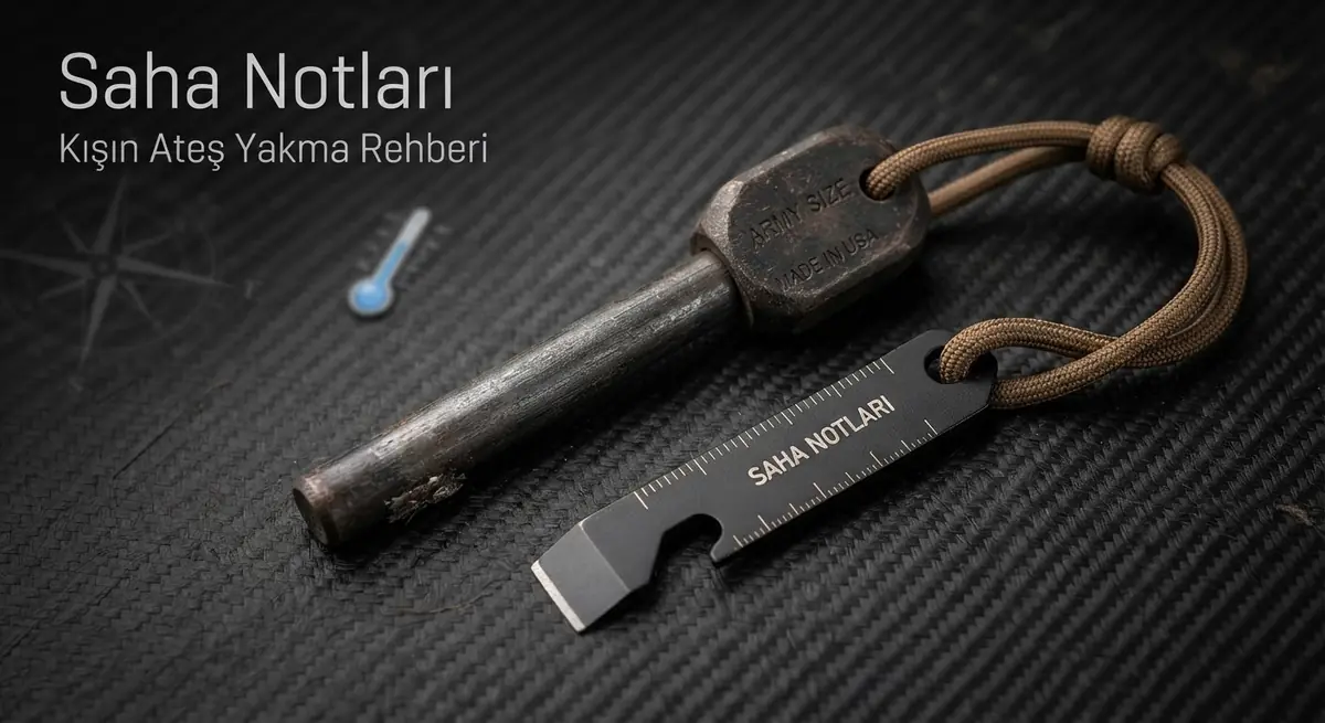Paracord askılı kalın ferro sezyum ateş çubuğu ve çelik çakmak