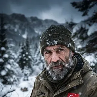 Baran "Kuzgun" Kaya, karlı dağda kışlık ekipmanla